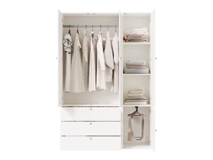 Armoire 3 porte(s) persienne 3 tiroir(s) <strong>MODFU</strong> <strong></strong> coloris blanc largeur 135 cm