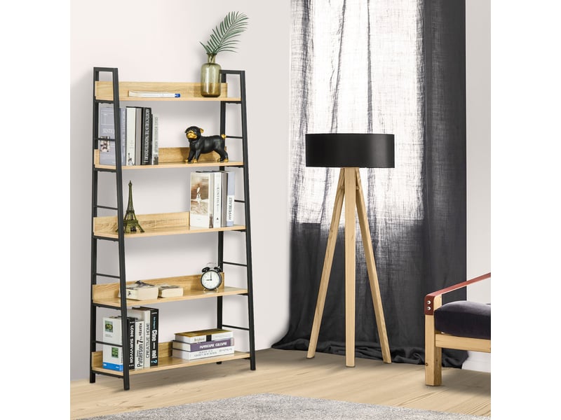 Bibliothèque à 5 niveaux, bibliothèque de salon, structure en métal, 70 x 35 x 149,5 cm, naturelle - Conforama D