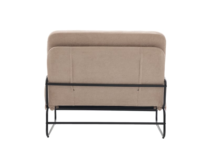 Canapé convertible 2 places kaki chenille, structure métal, poches latérales - Conforama E