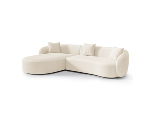 Canapé d'angle gauche fixe SIA HOME 1CELAGTBCR 4 places Tissu Crème