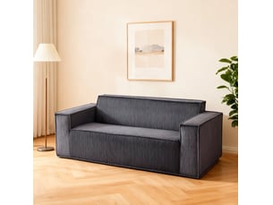 Canapé droit compressé fixe MODENVIE  2 places Velours côtelé gris