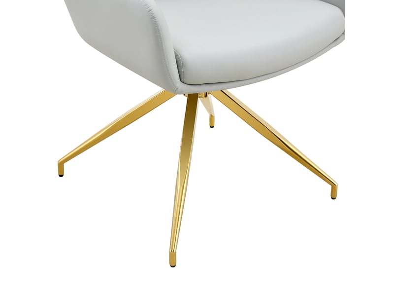  Lot de 2 chaises de salle à manger 49x50x85 cm pivotantes 360°, doré+gris clair, fauteuil de table, cuisine, structure métallique+pu  - Conforama E