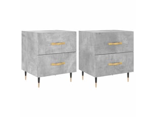 Lot de 2 tables de chevet - cabinet de chevet - table de nuit gris béton 40x35x47,5cm bois d’ingénierie