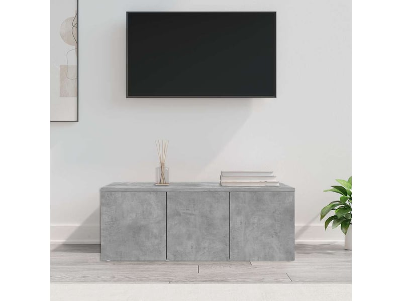  Meuble tv - banc tv - meuble de rangement gris béton 80x34x30 cm bois d'ingénierie  - Conforama B