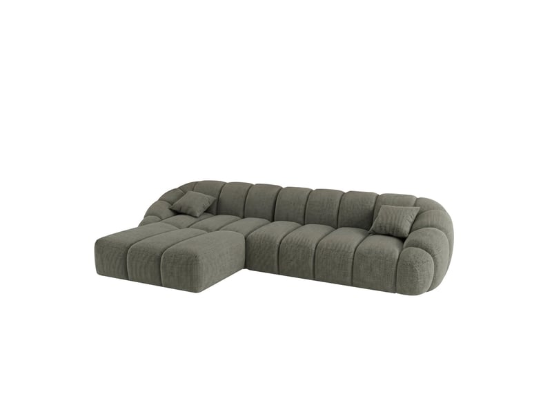  Canapé bulle angle gauche en tissu chenille et bois renforcé vert - serena - morphea  - Conforama A
