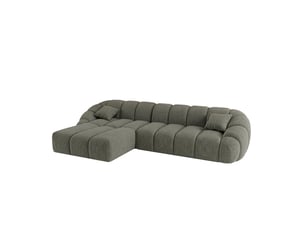 Canapé bulle angle gauche en tissu chenille et bois renforcé vert - serena - morphea