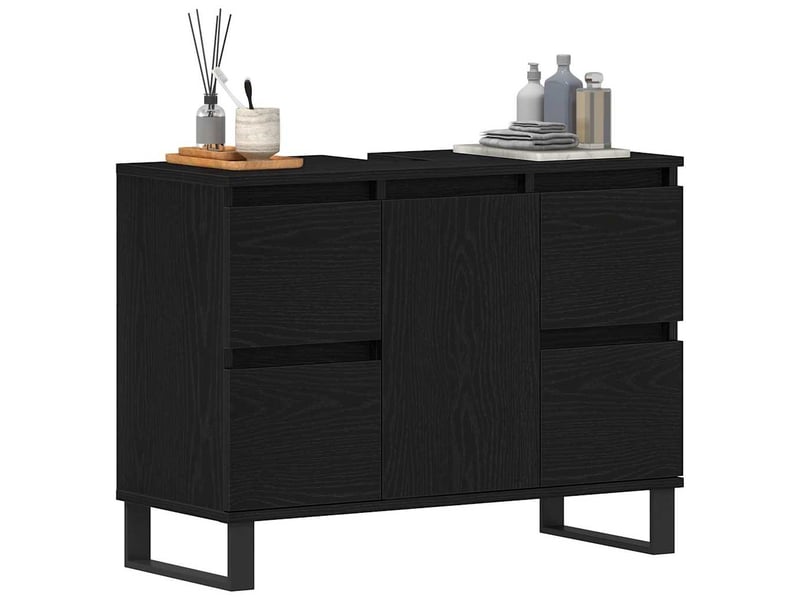  Cabinet de salle de bain, armoire salle de bain chêne noir 80 x 33 x 60 cm cf65345  - Conforama C