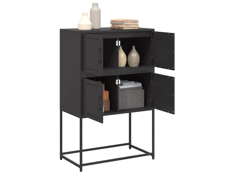  Buffet - bahut - meuble de rangement noir 68,5x38,5x107 cm acier  - Conforama E