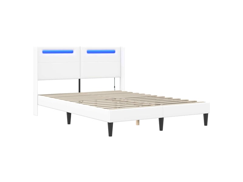  Lit double- lit adulte -  cadre de lit avec bandes led blanc 120 x 190 cm simili cuir  - Conforama D