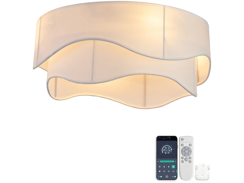  Ventilateur de plafond avec éclairage 4xe26 6 vitesses doré et blanc 50 x 50 x 24 cm W5766P528590 - Conforama A