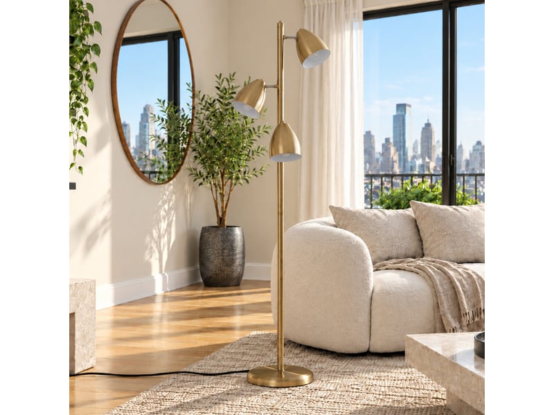  Lampadaire 3 spots orientables en métal effet laiton doré faustine  - Conforama E