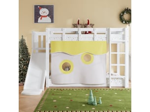 Lit mezzanine 90x200 cm <strong>MERAX</strong>  <strong>lit enfant blanc</strong> coloris blanc