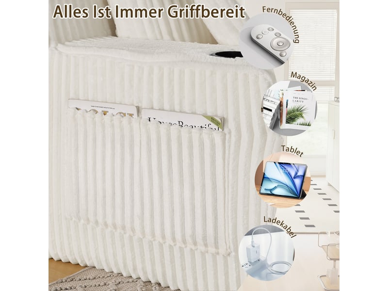  Canapé convertible, canapé-lit – 2 places, beige, porte-gobelets, poches latérales, en velours tricoté  - Conforama E