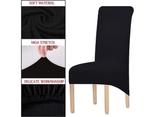 Lot de 4 housses de chaises de salle à manger, housses élastiques, adaptées à la décoration de banquets de mariage noir, lot de 4 pièces