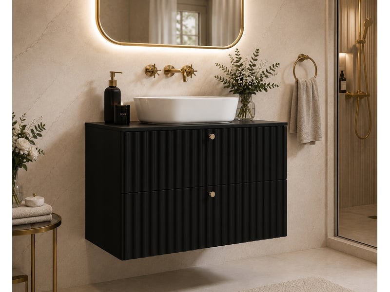  Meuble sous vasque suspendu bello noir 80 cm  - Conforama B