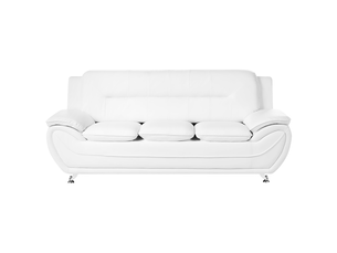 Canapé droit fixe <strong>BELIANI</strong> <strong></strong> 3 places 100% Cuir blanc avec coffre de rangement