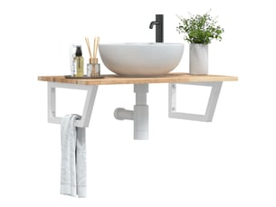 Étagère de vasque | étagère murale acier et bois massif d'acacia shl3769