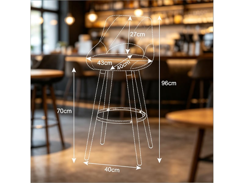  Tabouret de bar avec dossier ergonomique et pieds antidérapants  - simili cuir et bois - blanc  - Conforama D