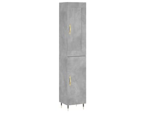 Buffet haut - bahut - meuble de rangement gris béton 34,5x34x180 cm bois d'ingénierie