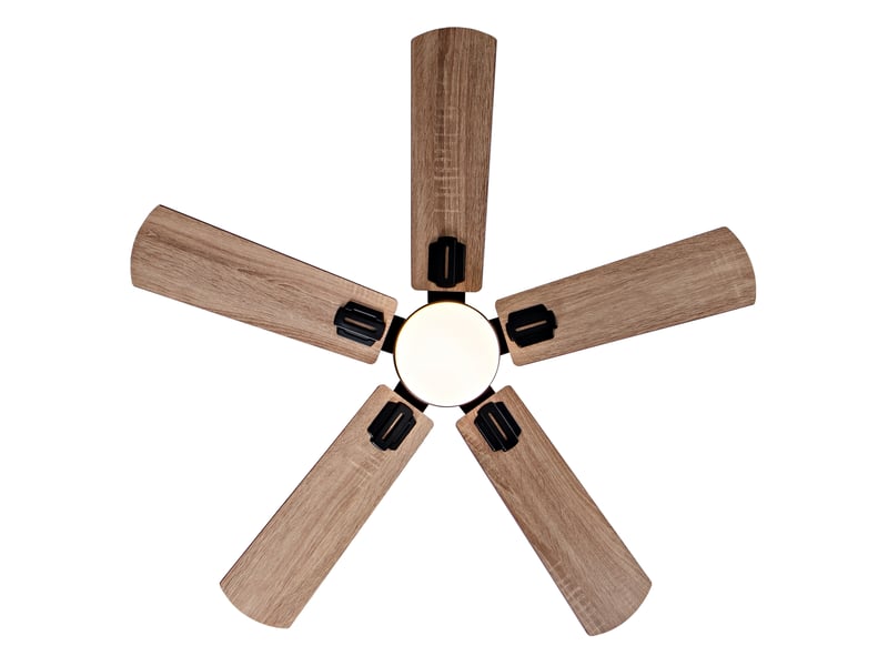  Ventilateur de plafond extra plat led pour plafond bas chambre, télécommande, moteur dc silencieux, métal et bois, noir  - Conforama D