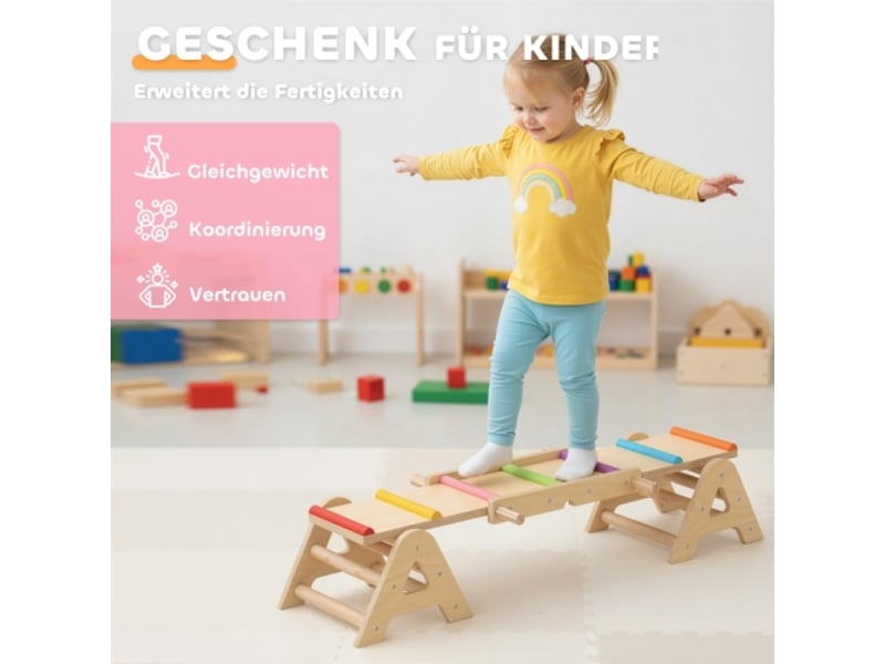 Wippe balance enfant 2 en 1 en bois, planche d’équilibre, balançoire, 133x38x24 cm - Conforama B