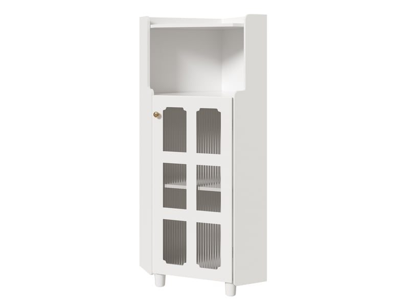  Armoire d'angle led 63,5 x 124 cm – blanc – finition laquée, rangement 2-en-1 et éclairage par application  - Conforama D