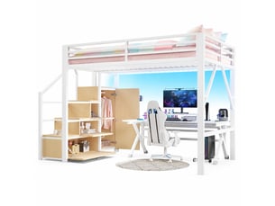 Lit mezzanine 140x200 cm OKWISH   coloris blanc
