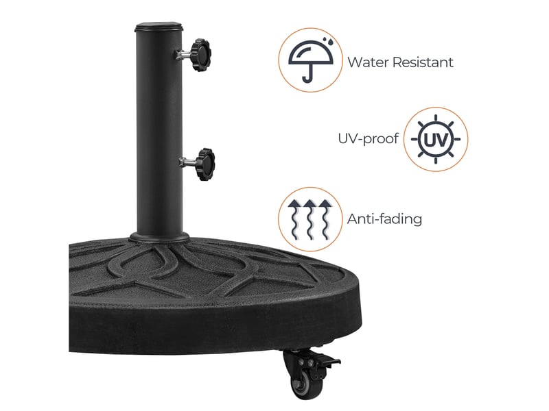 Pied de parasol rond de 21 kg pour extérieur avec roulettes noir - Conforama R