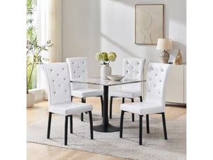 Lot de 2 chaises de salle à manger ulevr rétro effet peau de crocodile, dossier avec boutons cristal, pvc et métal, blanc et noir, 101 cm