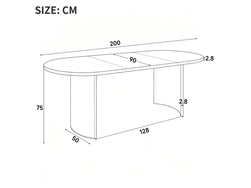 Table de salle à manger pour 6 à 8 personnes, plateau arrondi et pieds courbés, en mdf, noyer, 200 × 90 × 75 cm - Conforama C