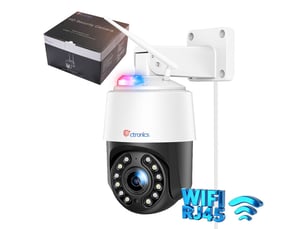 Caméra de surveillance dôme wifi 2k 4mp extérieure 2 voies audio ip66 suivi ia 5x zoom optique blanc