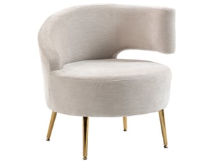 Fauteuil en tissu chenille et pieds en acier doré 69 x 65 x 67 cm blanc crème