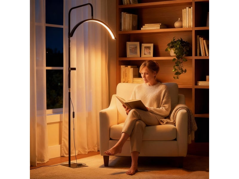  Lampadaire led demi-lune rotative 350°, lampadaire sur pied salon dimmable 36 w, noir, 7 températures de couleur  - Conforama W
