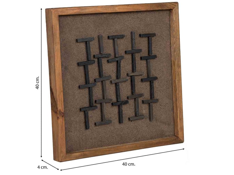 Tableau artisanal en bois recyclé relief marron et noir 40x4x40 cm h - Conforama C