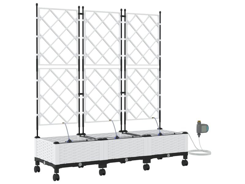  Jardinière - porte-plante de jardin avec irrigation et roues 3 pcs blanc pp  - Conforama A