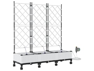 Jardinière - porte-plante de jardin avec irrigation et roues 3 pcs blanc pp