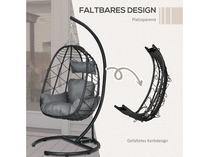 Fauteuil de jardin fauteuil suspendu en rotin structure incluse coussin inclus housse imperméable incluse charge maximale 150 kg - Conforama E