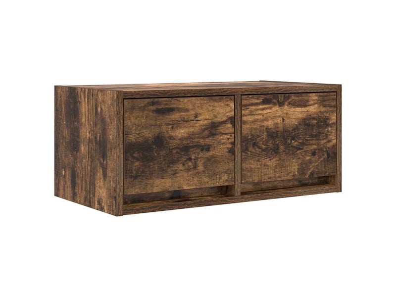  Lot de 2 meuble tv bas salon chêne fumé 60x31x25,5 cm bois d'ingénierie shl19496  - Conforama E