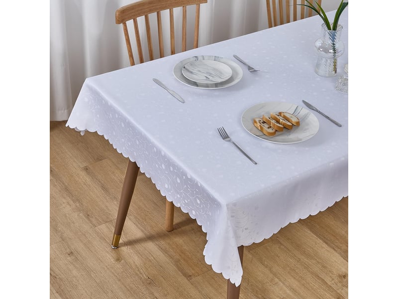  Nappe de table - 110x140 cm - nappe imperméable effet lotus et anti-taches - blanc  - Conforama B