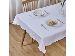 Nappe de table - 110x140 cm - nappe imperméable effet lotus et anti-taches - blanc
