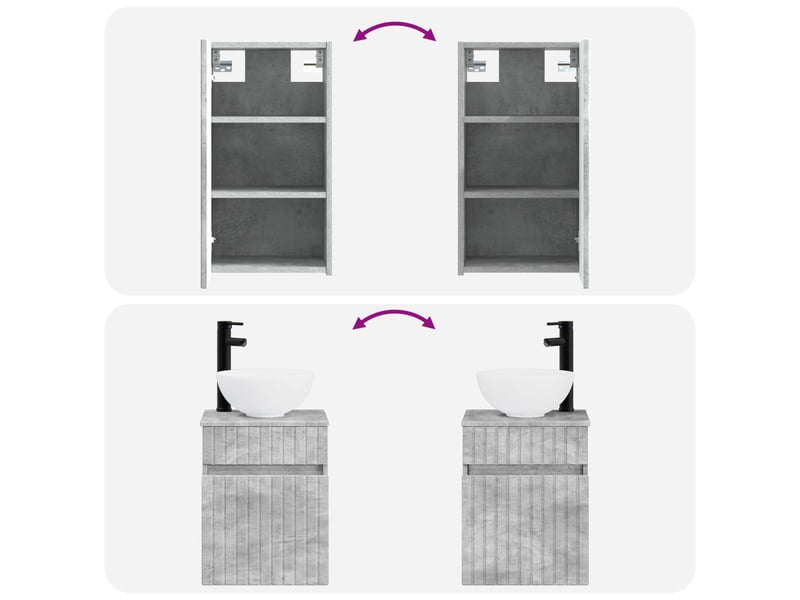  Ensemble de mobilier de salle de bain 3 pc gris béton cf64386  - Conforama E