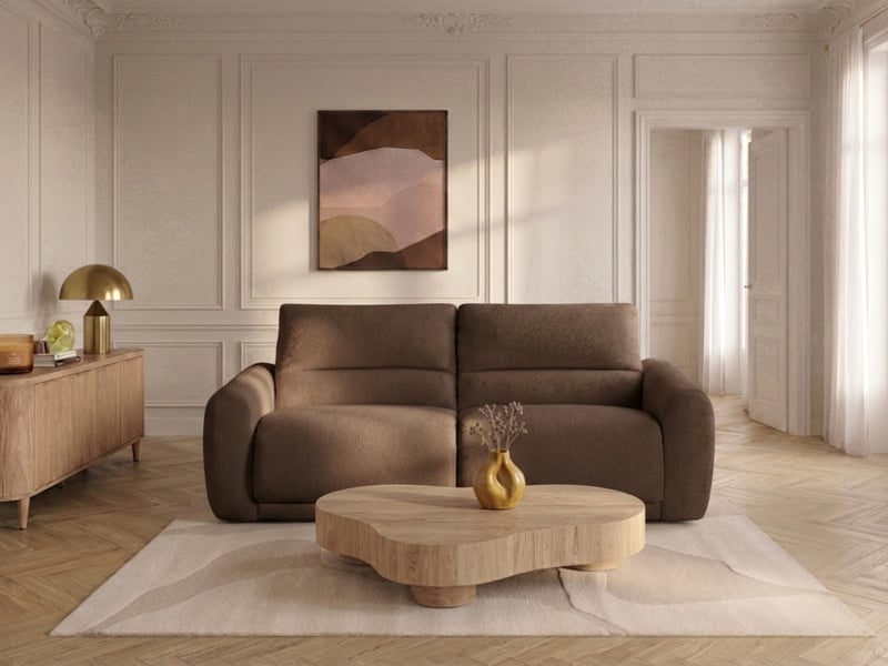 Bobochic canapé droit convertible minorque ouverture express tissu chenille marron 140x200 MINORQUE - Conforama B