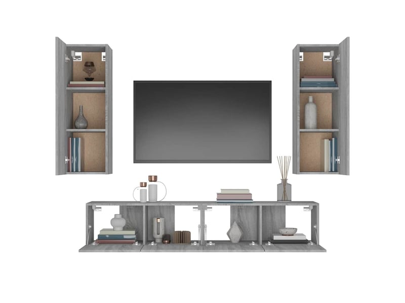  Ensemble de meubles tv 4 pcs sonoma gris bois d'ingénierie shl52548  - Conforama D