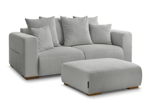 Canapé droit fixe BOBOCHIC SIDONIE 3 places Velours gris