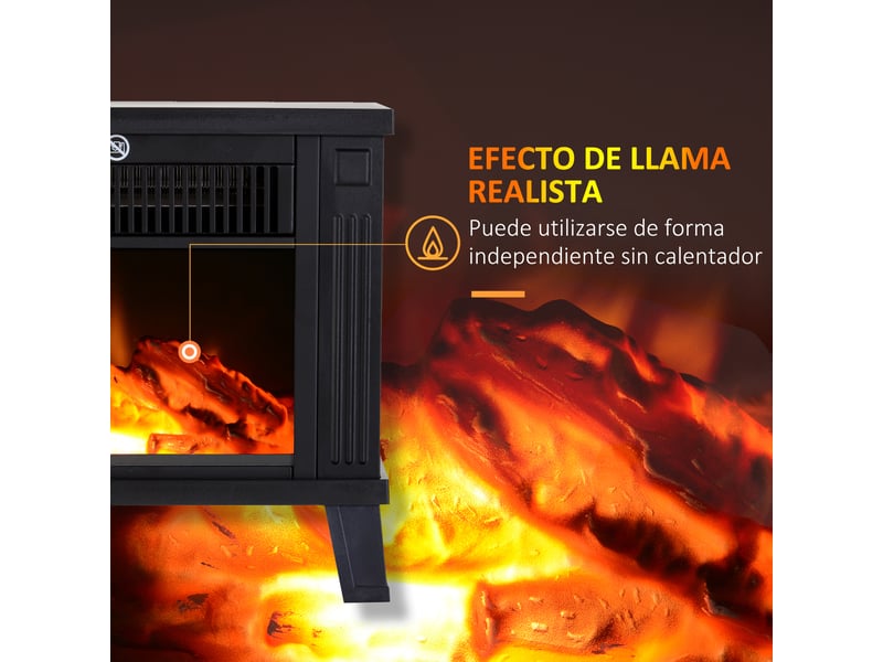  Cheminée électrique décorative avec effet flamme, 6001200 w, 13 à 18 m², noire  - Conforama R