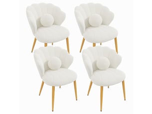 Lot de 4 chaises – rembourrées – pieds en métal doré – blanc
