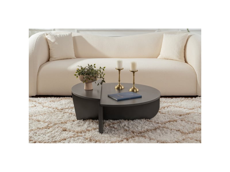  Tables basses gigognes en bois mdf mélaminé anthracite 90 x 60 x 30 cm lot de 2  - Conforama B