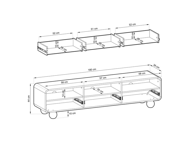  Meuble tv alba avec 3 tiroirs en bois 180cm ALBA - Conforama E