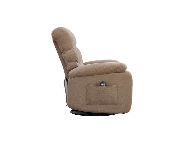  Fauteuil relax pivotant 360° taupe, massage, chauffage, dossier et repose-pieds réglables  - Conforama E