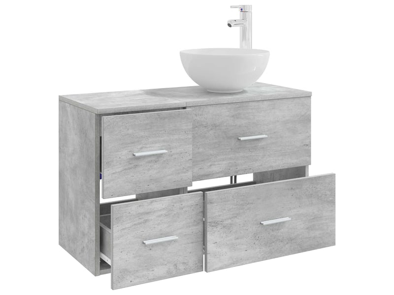 Ensemble de mobilier de salle de bain 2 pcs gris béton shl3621 - Conforama C